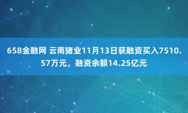 658金融网 云南锗业11月13日获融资买入7510.57万元，融资余额14.25亿元