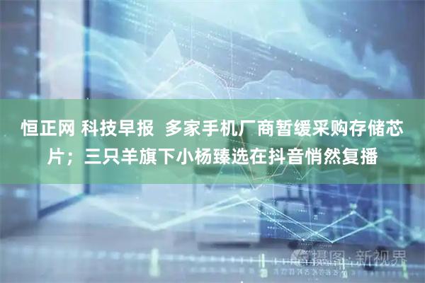 恒正网 科技早报  多家手机厂商暂缓采购存储芯片；三只羊旗下小杨臻选在抖音悄然复播